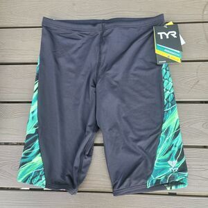 TYR Durafast Lite Mercury Splice Mens Jammer Green/black Swimwear  SZ 32 New